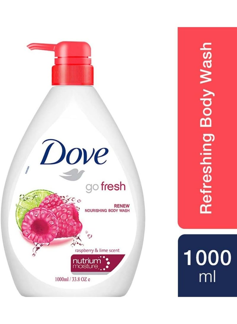 Dove Renewing Body Wash & Shower Gel with Raspberry & Lime for Fresh Skin – 1L Family Size - Image 2